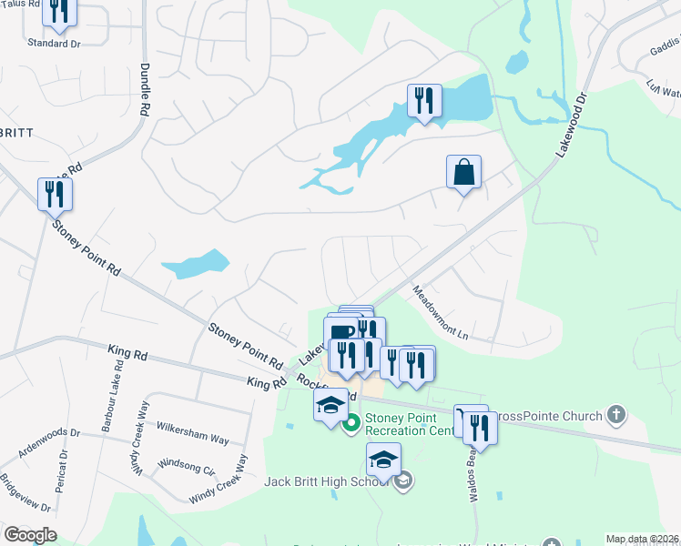 map of restaurants, bars, coffee shops, grocery stores, and more near 3520 Glencastle Lane in Fayetteville