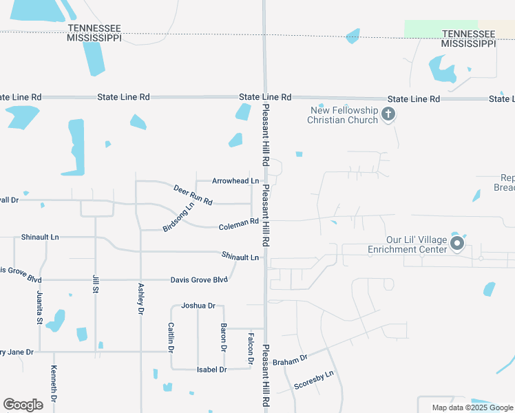 map of restaurants, bars, coffee shops, grocery stores, and more near 8614 Wilderness Tr in Olive Branch