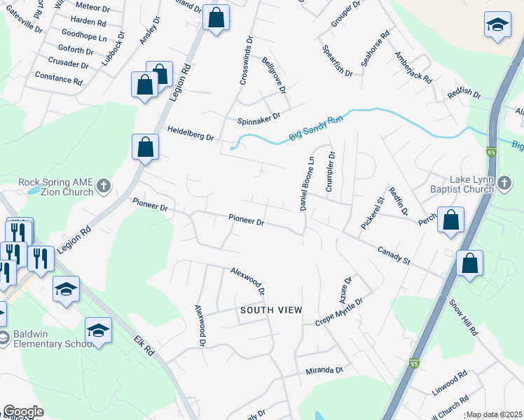 map of restaurants, bars, coffee shops, grocery stores, and more near 603 Cypress Pond Drive in Hope Mills