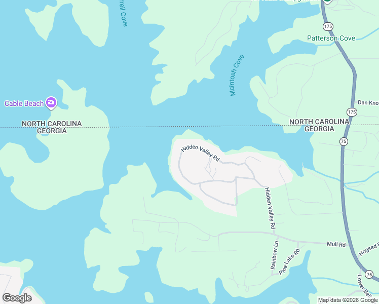 map of restaurants, bars, coffee shops, grocery stores, and more near 2684 Hidden Valley Road in Hiawassee