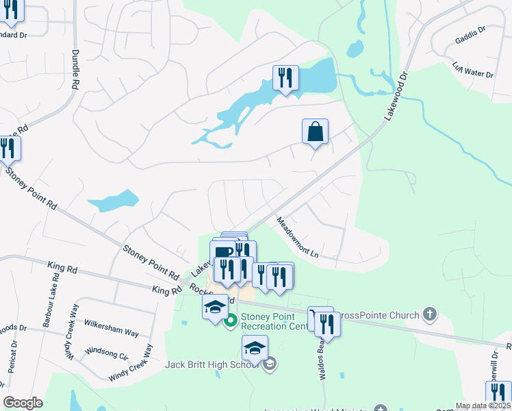 map of restaurants, bars, coffee shops, grocery stores, and more near 2932 Cragburn Place in Fayetteville