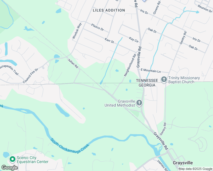 map of restaurants, bars, coffee shops, grocery stores, and more near 57 El Fredda Lane in Ringgold