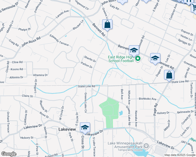 map of restaurants, bars, coffee shops, grocery stores, and more near 1557 Cora Drive in Chattanooga