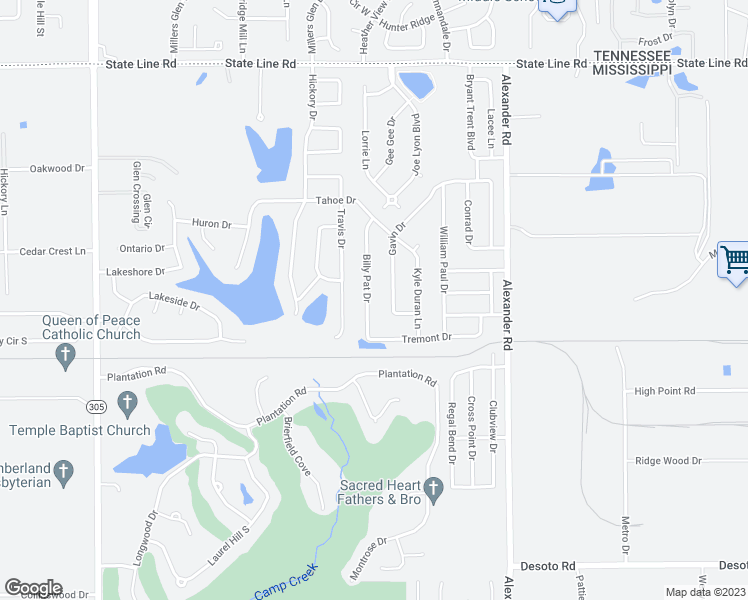 map of restaurants, bars, coffee shops, grocery stores, and more near 9030 Billy Pat Drive in Olive Branch