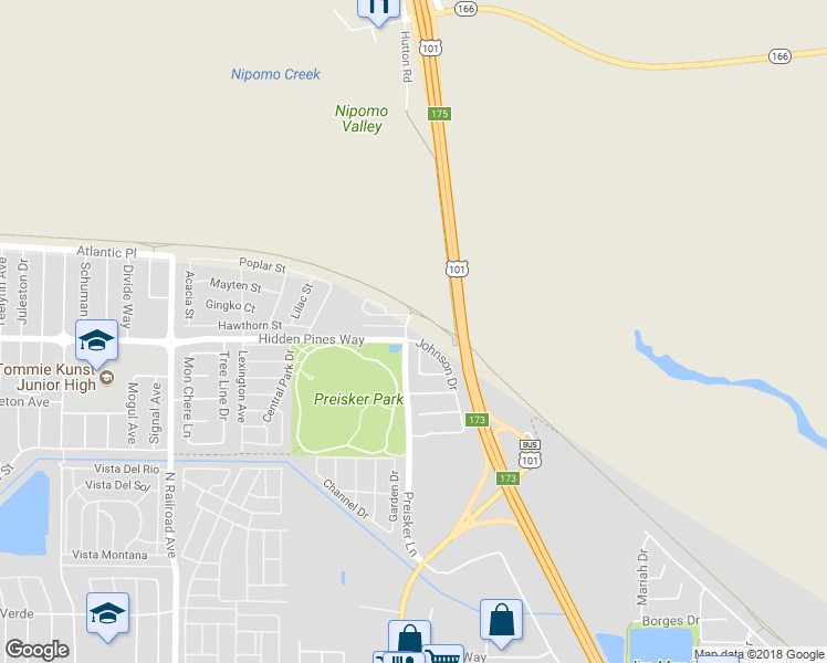 map of restaurants, bars, coffee shops, grocery stores, and more near 2370 Preisker Lane in Santa Maria