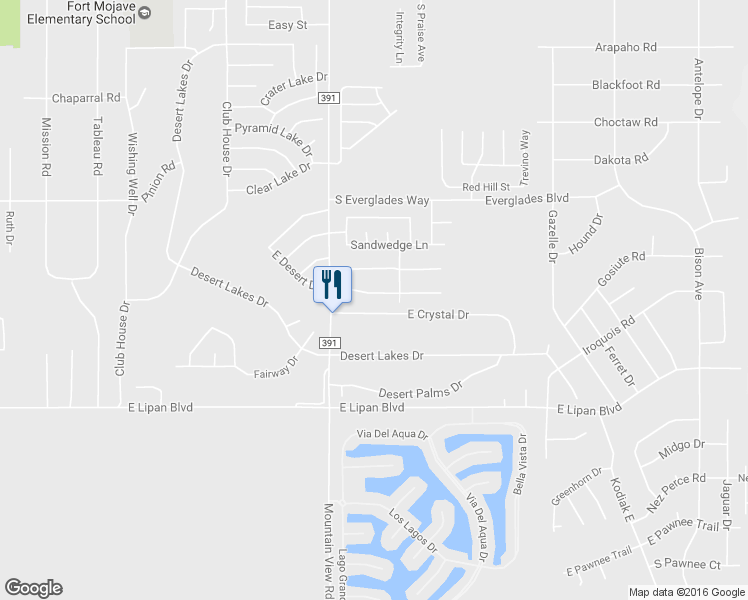 map of restaurants, bars, coffee shops, grocery stores, and more near 2064 East Desert Drive in Fort Mohave