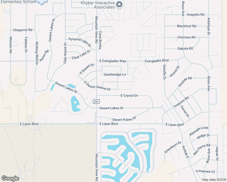 map of restaurants, bars, coffee shops, grocery stores, and more near 2053 East Crystal Drive in Fort Mohave