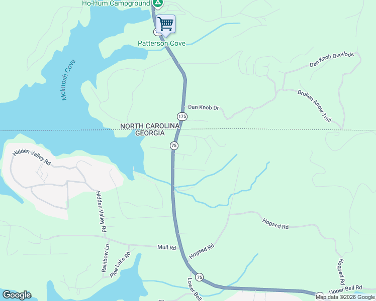 map of restaurants, bars, coffee shops, grocery stores, and more near 2600 Georgia 75 in Hiawassee
