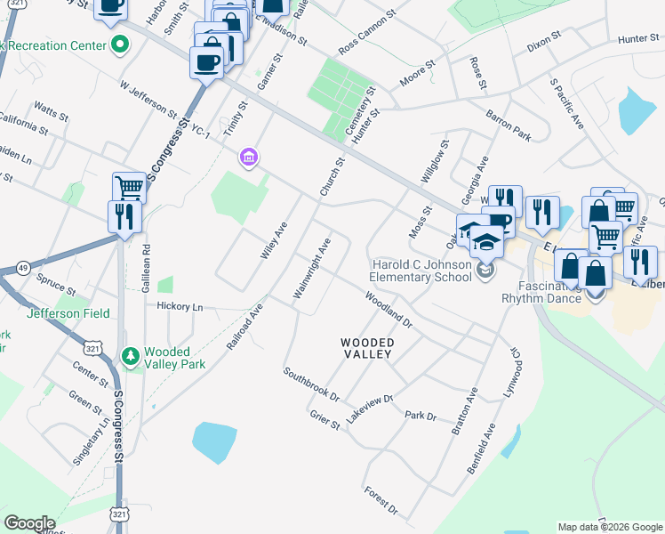 map of restaurants, bars, coffee shops, grocery stores, and more near 50 McCorkle Street in York