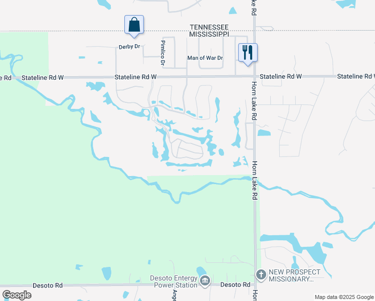 map of restaurants, bars, coffee shops, grocery stores, and more near 8786 North Creek Boulevard in Southaven