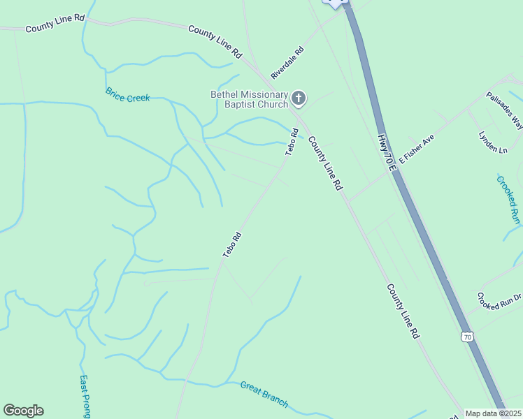 map of restaurants, bars, coffee shops, grocery stores, and more near 1086 Tebo Road in New Bern