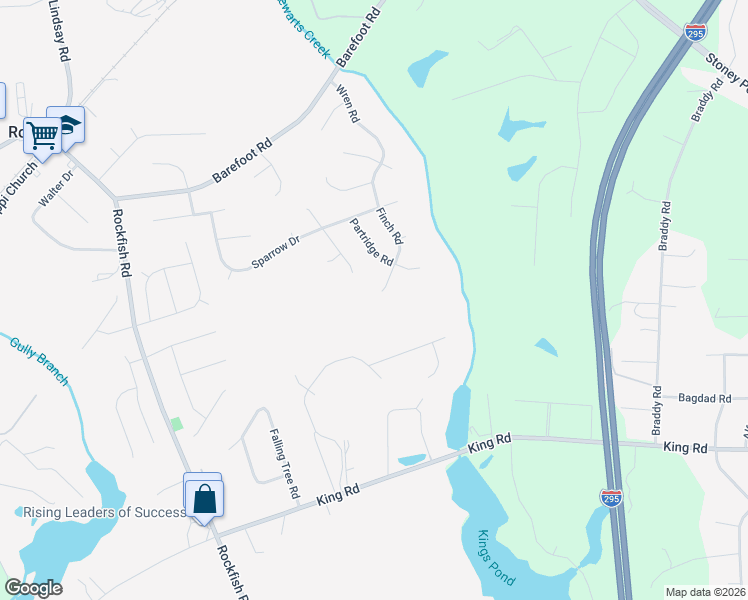 map of restaurants, bars, coffee shops, grocery stores, and more near 288 Finch Road in Fayetteville