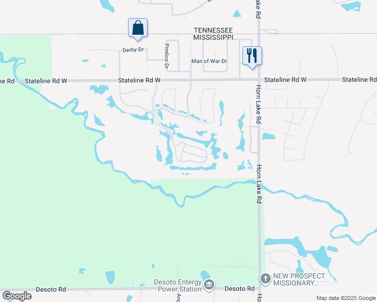 map of restaurants, bars, coffee shops, grocery stores, and more near 8786 North Creek Boulevard in Southaven