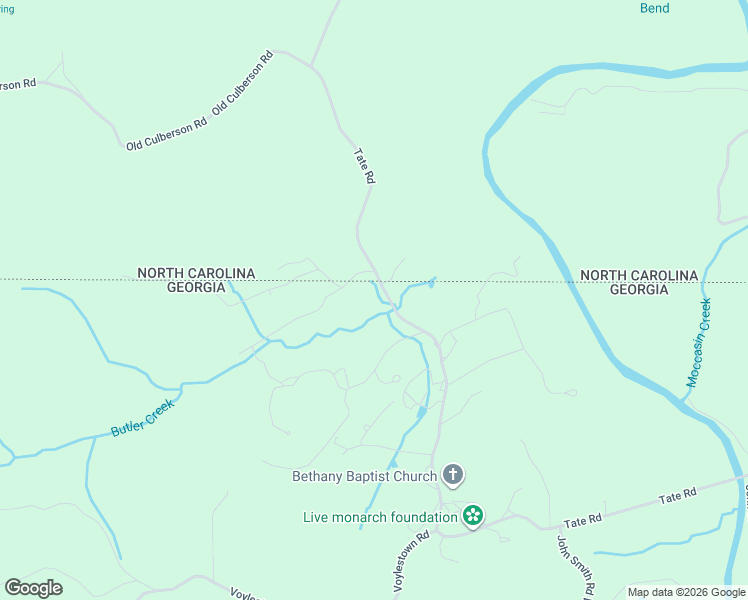 map of restaurants, bars, coffee shops, grocery stores, and more near 7495 East Culberson Road in Blairsville
