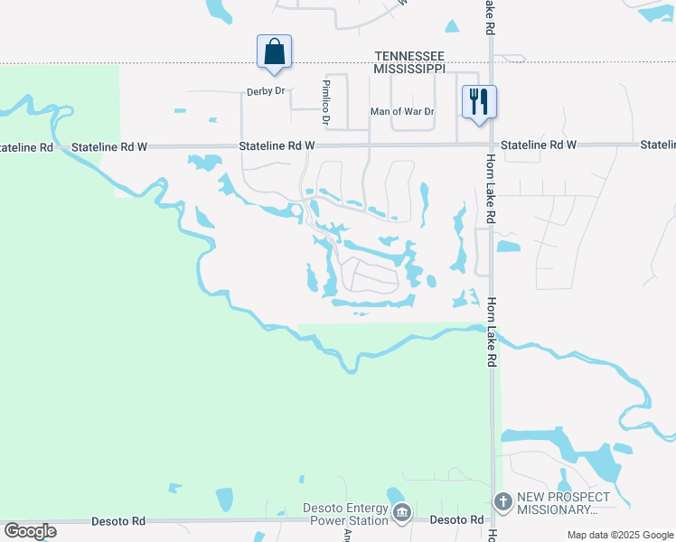 map of restaurants, bars, coffee shops, grocery stores, and more near 8770 North Creek Boulevard in Southaven
