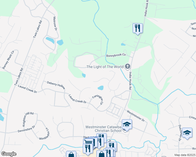 map of restaurants, bars, coffee shops, grocery stores, and more near 916 Maple Hill Lane in Rock Hill
