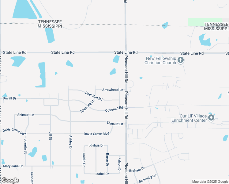 map of restaurants, bars, coffee shops, grocery stores, and more near 4927 Arrowhead Lane in Olive Branch