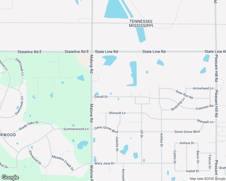 map of restaurants, bars, coffee shops, grocery stores, and more near 4178 Davall Drive in Olive Branch