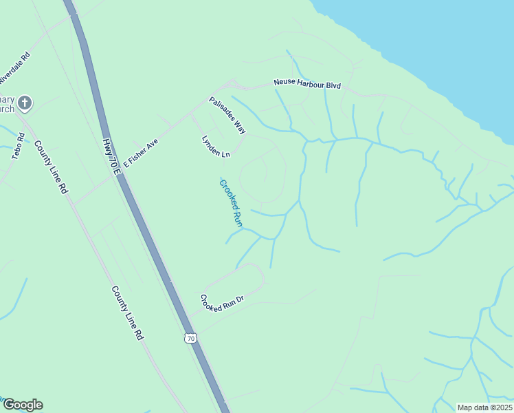 map of restaurants, bars, coffee shops, grocery stores, and more near 401 Palisades Way in New Bern