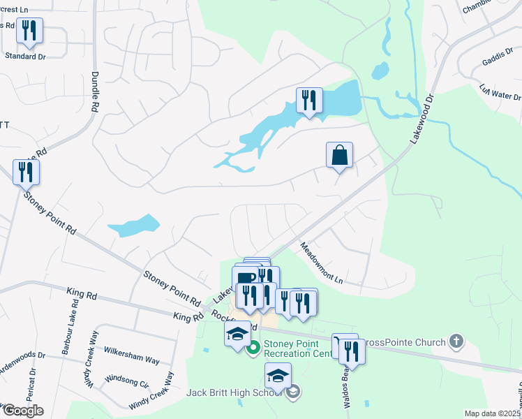 map of restaurants, bars, coffee shops, grocery stores, and more near 3502 Candlehurst Place in Fayetteville