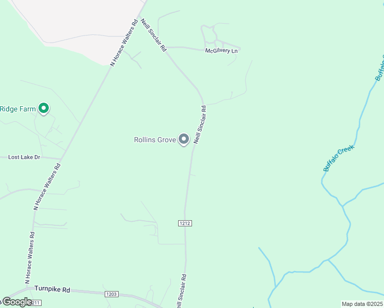 map of restaurants, bars, coffee shops, grocery stores, and more near Neil Sinclair Road in Raeford