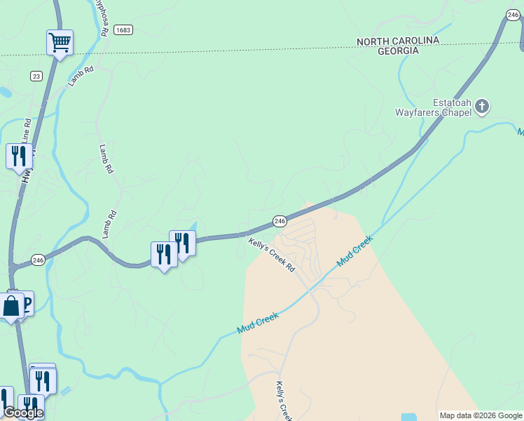 map of restaurants, bars, coffee shops, grocery stores, and more near 122 Old Highlands Road in Dillard