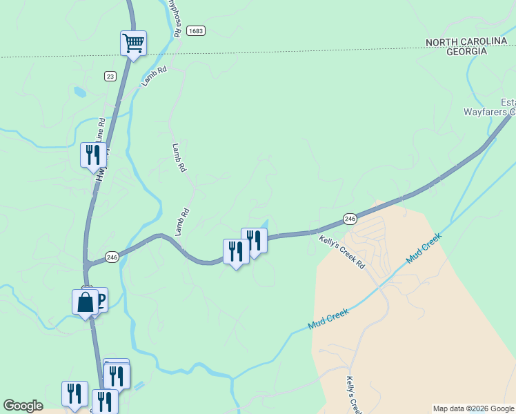 map of restaurants, bars, coffee shops, grocery stores, and more near 201 Chalet Village Drive in Dillard