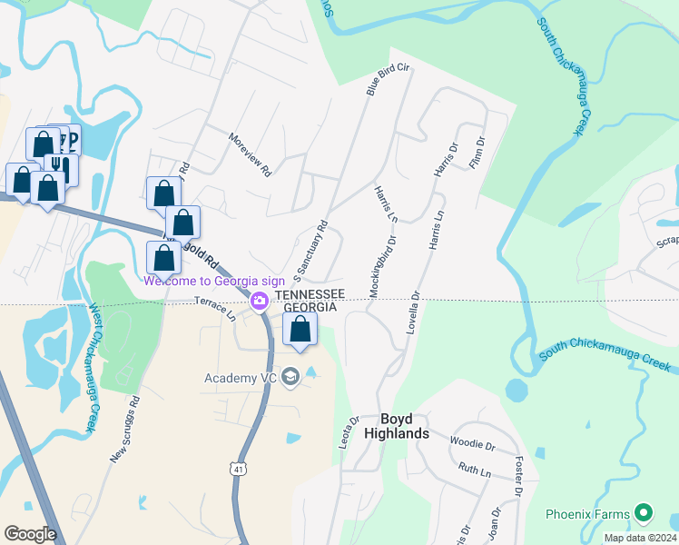 map of restaurants, bars, coffee shops, grocery stores, and more near 7315 Haven Hill Lane in Chattanooga