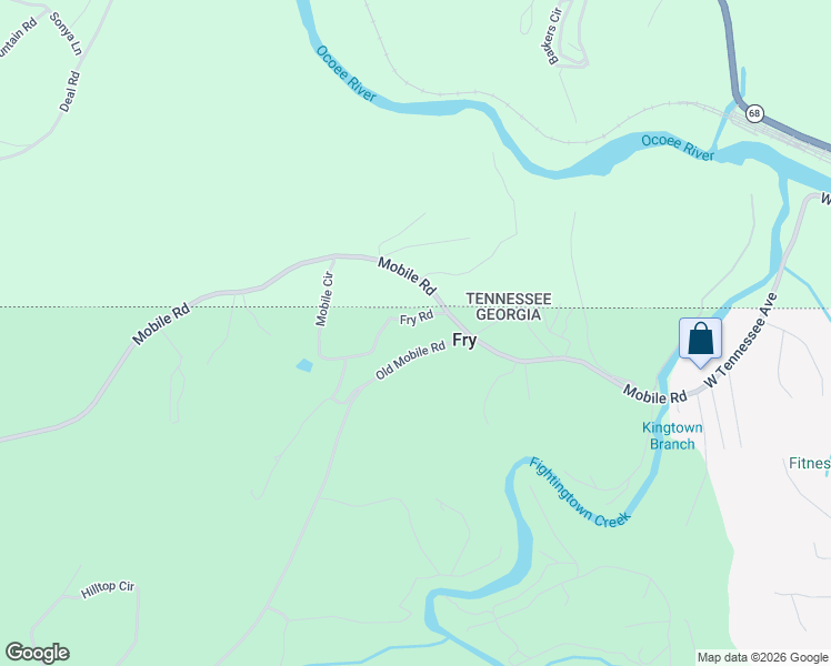 map of restaurants, bars, coffee shops, grocery stores, and more near 79 Fry Road in McCaysville