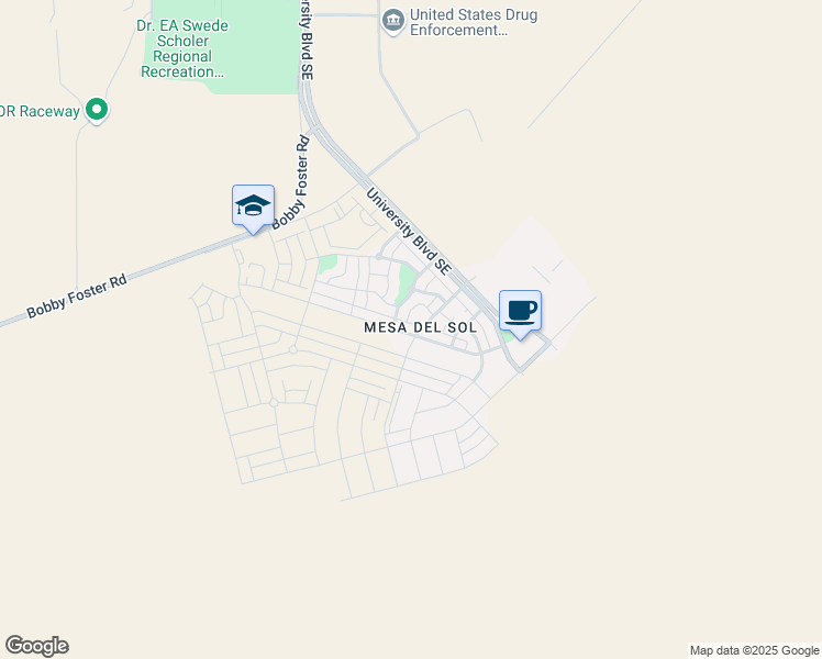 map of restaurants, bars, coffee shops, grocery stores, and more near 2409 Stieglitz Avenue Southeast in Albuquerque
