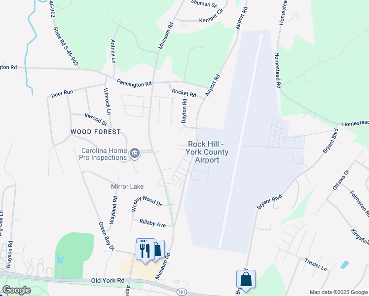 map of restaurants, bars, coffee shops, grocery stores, and more near 4547 Sabin Street in Rock Hill