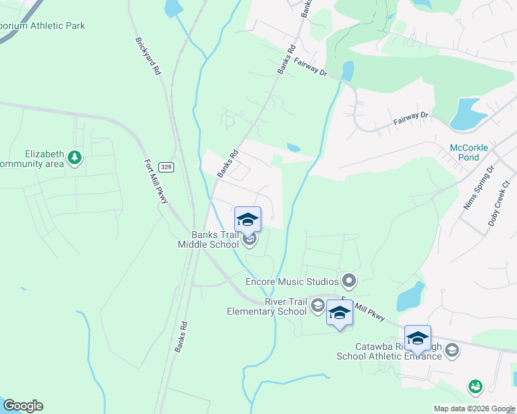 map of restaurants, bars, coffee shops, grocery stores, and more near 1524 Brookbend Court in Fort Mill