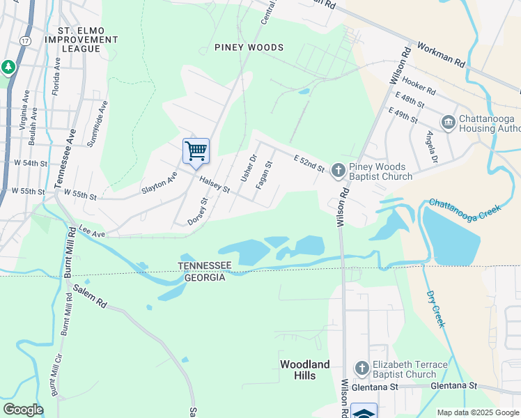 map of restaurants, bars, coffee shops, grocery stores, and more near 508 Halsey Street in Chattanooga