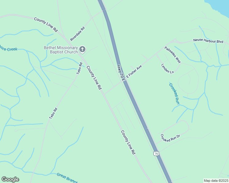map of restaurants, bars, coffee shops, grocery stores, and more near 155 West Fisher Road in New Bern