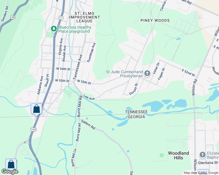 map of restaurants, bars, coffee shops, grocery stores, and more near 5407 Lee Avenue in Chattanooga