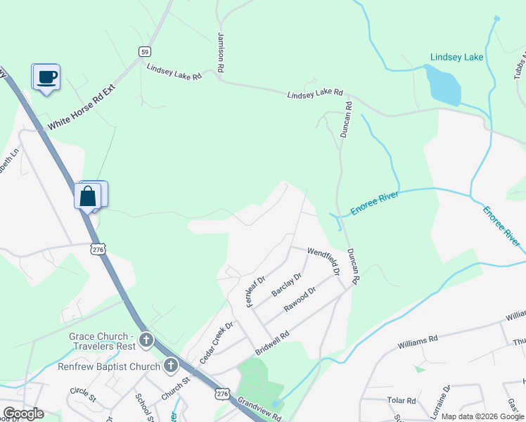 map of restaurants, bars, coffee shops, grocery stores, and more near 325 Rock Quarry Road in Travelers Rest