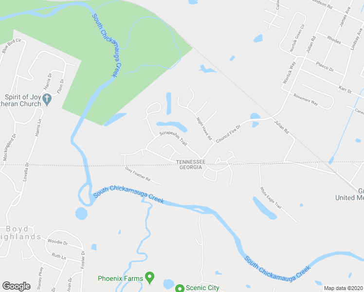 map of restaurants, bars, coffee shops, grocery stores, and more near 7806 Scrapeshin Trail in Chattanooga