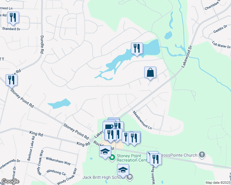 map of restaurants, bars, coffee shops, grocery stores, and more near 3213 Cragburn Place in Fayetteville