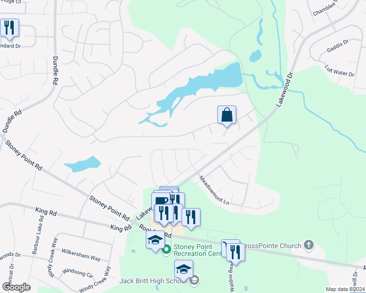 map of restaurants, bars, coffee shops, grocery stores, and more near 3229 Cragburn Place in Fayetteville