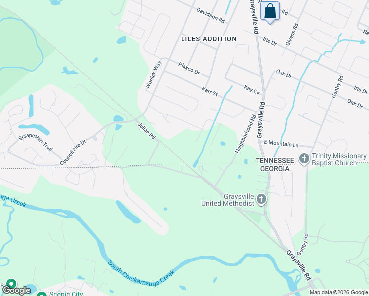 map of restaurants, bars, coffee shops, grocery stores, and more near 452 Julian Road in Chattanooga
