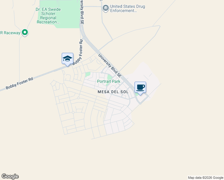 map of restaurants, bars, coffee shops, grocery stores, and more near 5747 Strand Loop Southeast in Albuquerque