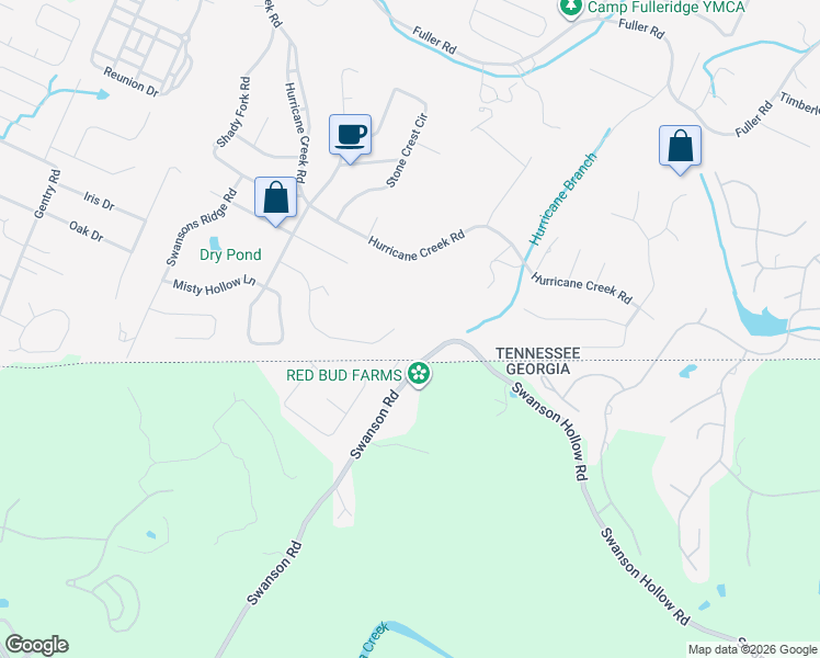 map of restaurants, bars, coffee shops, grocery stores, and more near 8928 Hurricane Ridge Road in Chattanooga