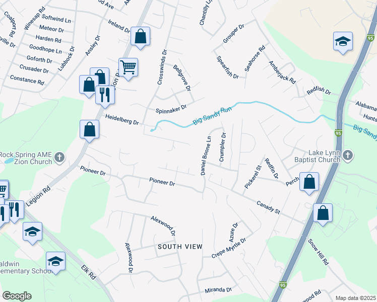 map of restaurants, bars, coffee shops, grocery stores, and more near 815 La Quinta Lane in Hope Mills