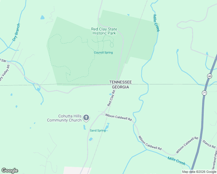 map of restaurants, bars, coffee shops, grocery stores, and more near 5765 Red Clay Road in Cohutta