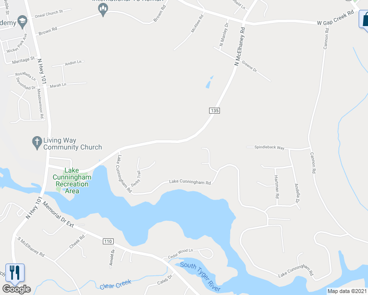 map of restaurants, bars, coffee shops, grocery stores, and more near 3192 North McElhaney Road in Greer