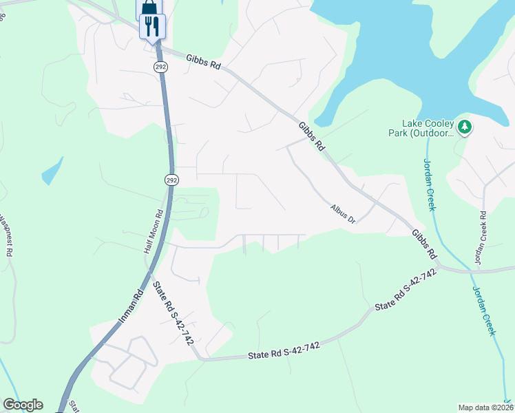 map of restaurants, bars, coffee shops, grocery stores, and more near 142 Middlebrooke Lane in Wellford