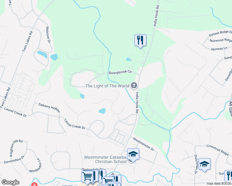 map of restaurants, bars, coffee shops, grocery stores, and more near 751 Land Fall Drive in Rock Hill