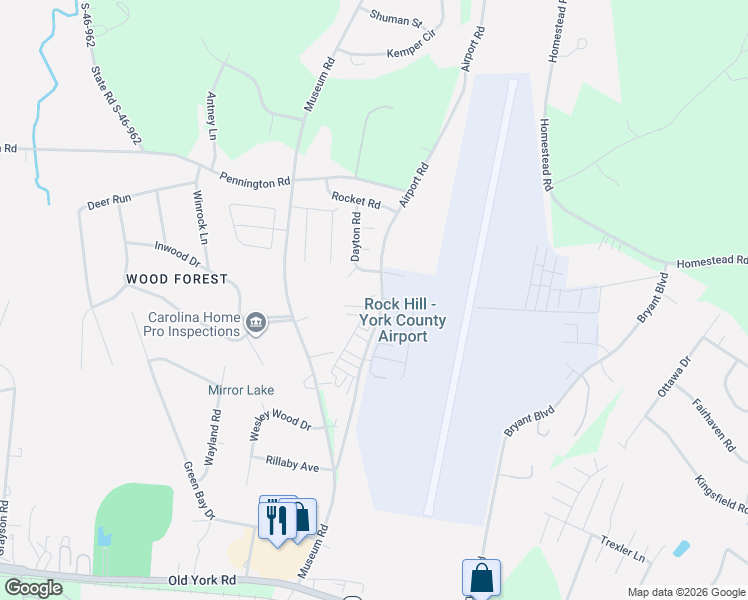 map of restaurants, bars, coffee shops, grocery stores, and more near 4512 Sabin Street in Rock Hill