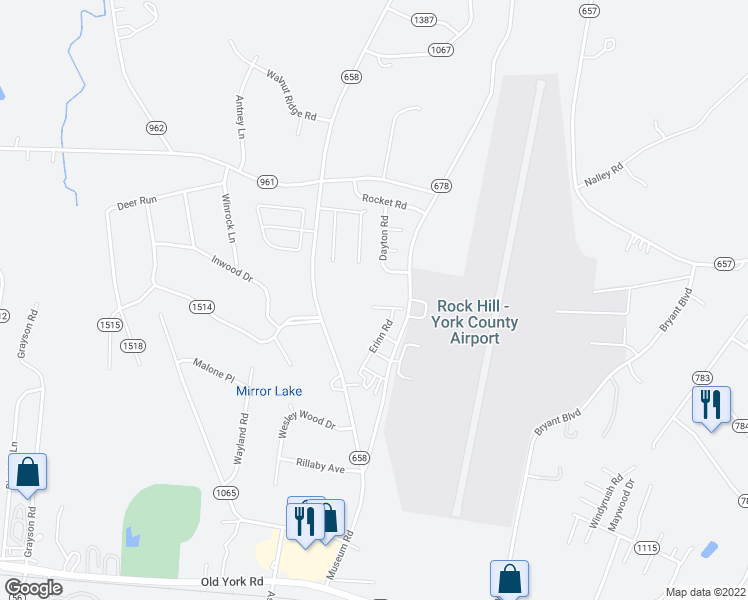 map of restaurants, bars, coffee shops, grocery stores, and more near 4576 Sabin Street in Rock Hill
