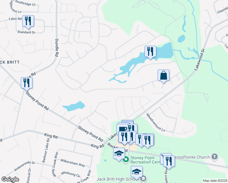 map of restaurants, bars, coffee shops, grocery stores, and more near 6895 South Staff Road in Fayetteville